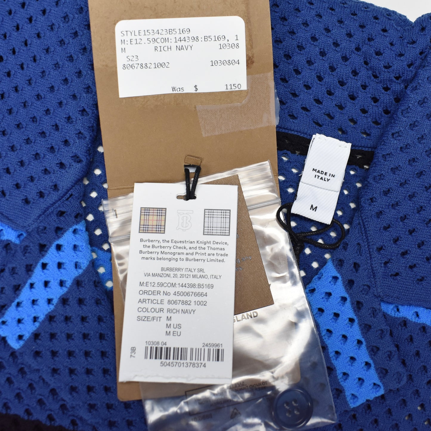 Burberry - Blue Archive Stripe Mesh Knit Shirt