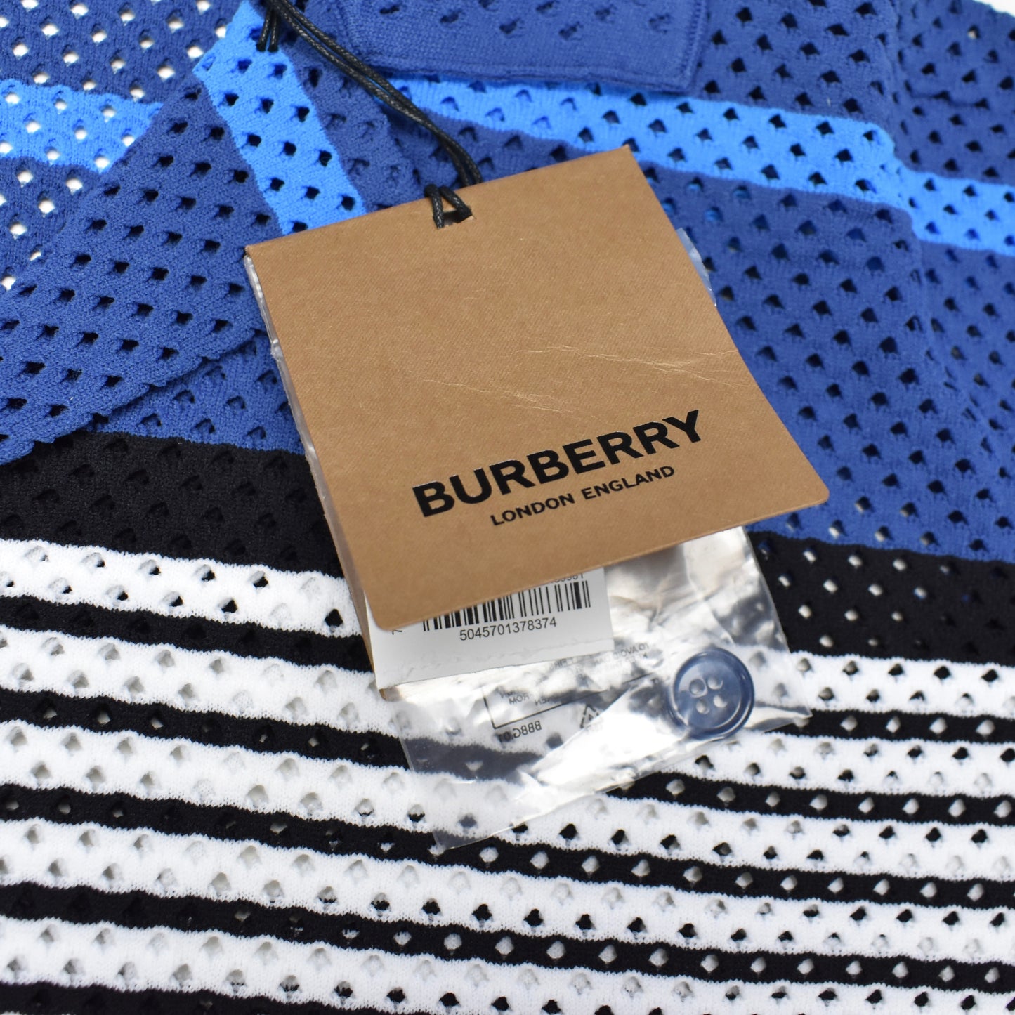 Burberry - Blue Archive Stripe Mesh Knit Shirt