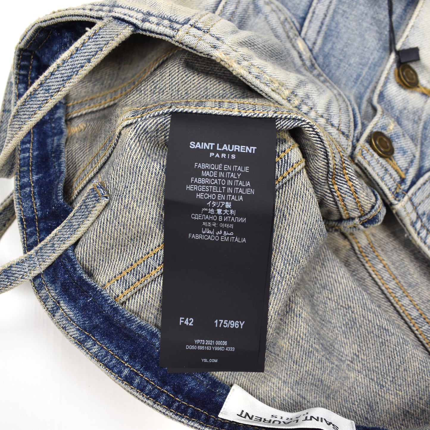 Saint Laurent - Blue Distressed Denim Crop Top