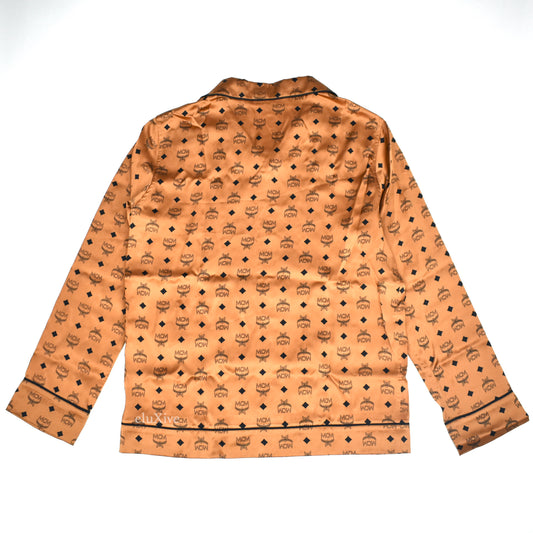 MCM - Cognac Monogram 100% Silk Pajama Shirt