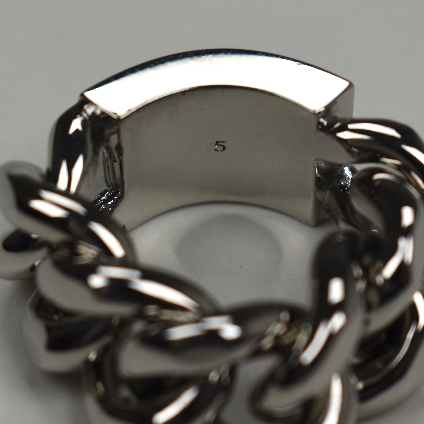 Saint Laurent - Silver Logo Plate Chain Ring