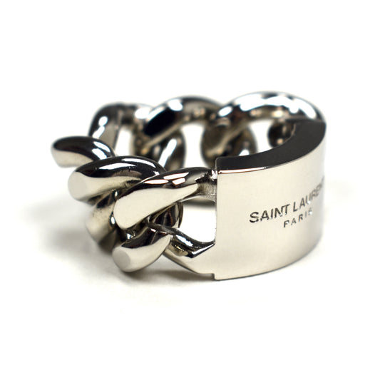 Saint Laurent - Silver Logo Plate Chain Ring