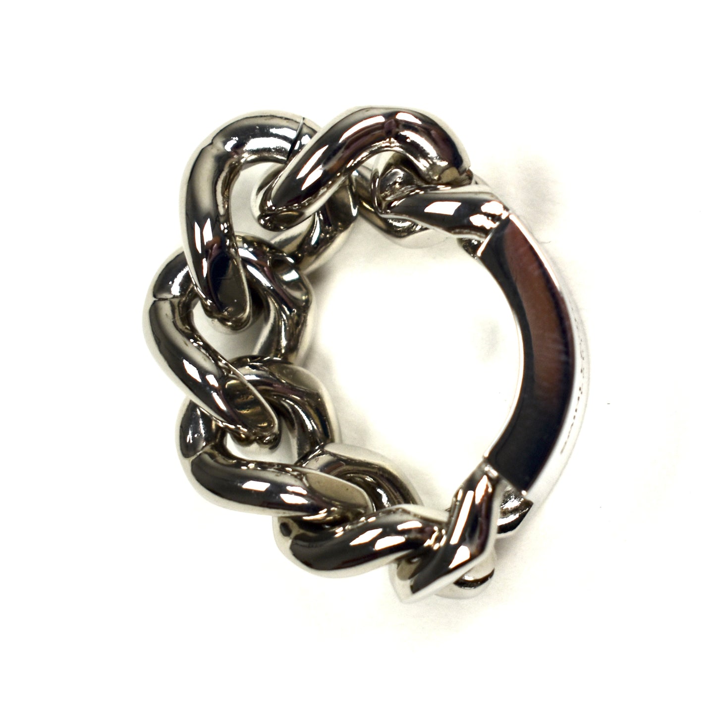 Saint Laurent - Silver Logo Plate Chain Ring