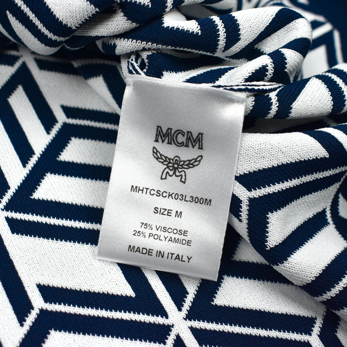 MCM - Cubic Monogram Logo Knit Polo Shirt (Navy)