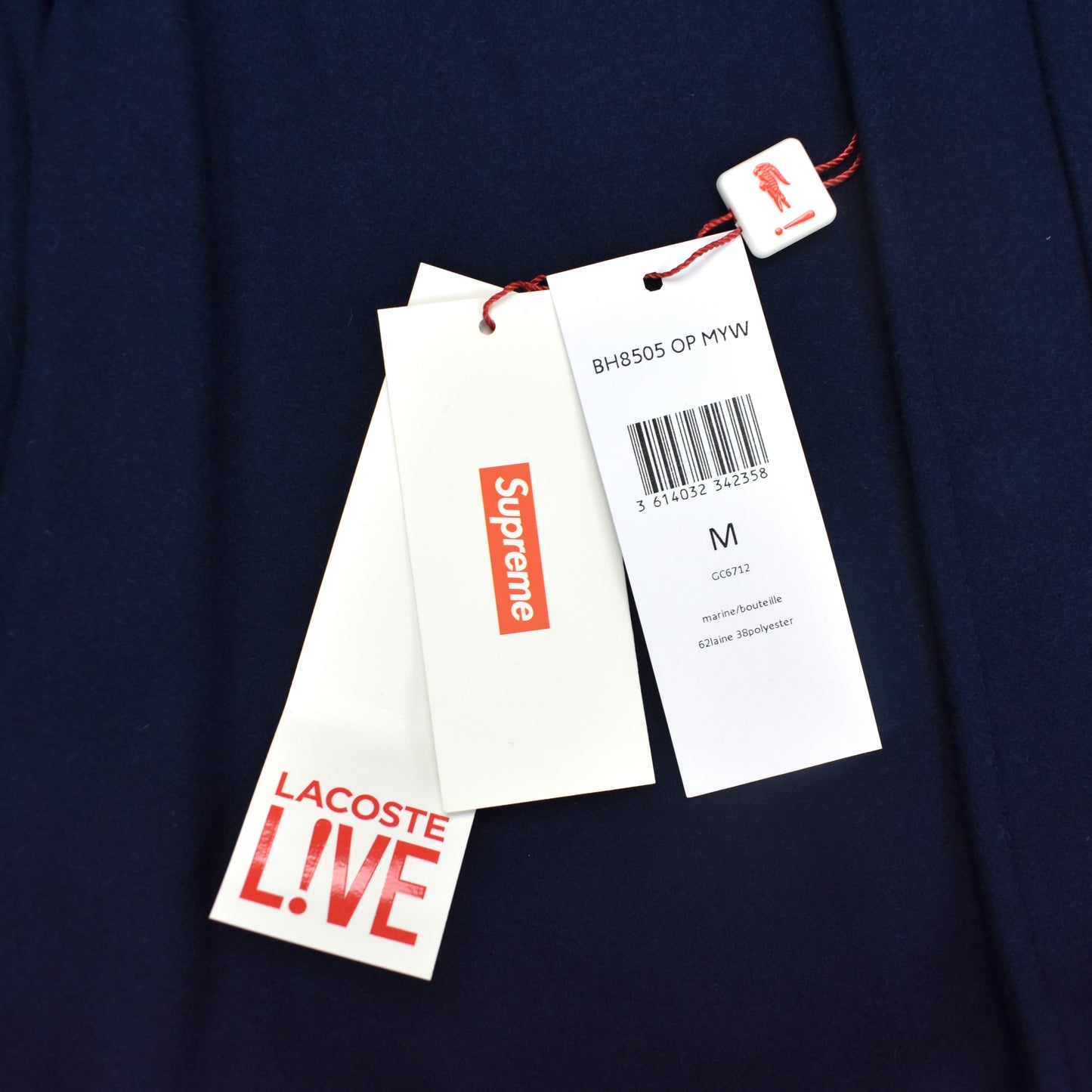 Supreme x Lacoste - Navy/Green Wool Varsity Jacket (SS18)