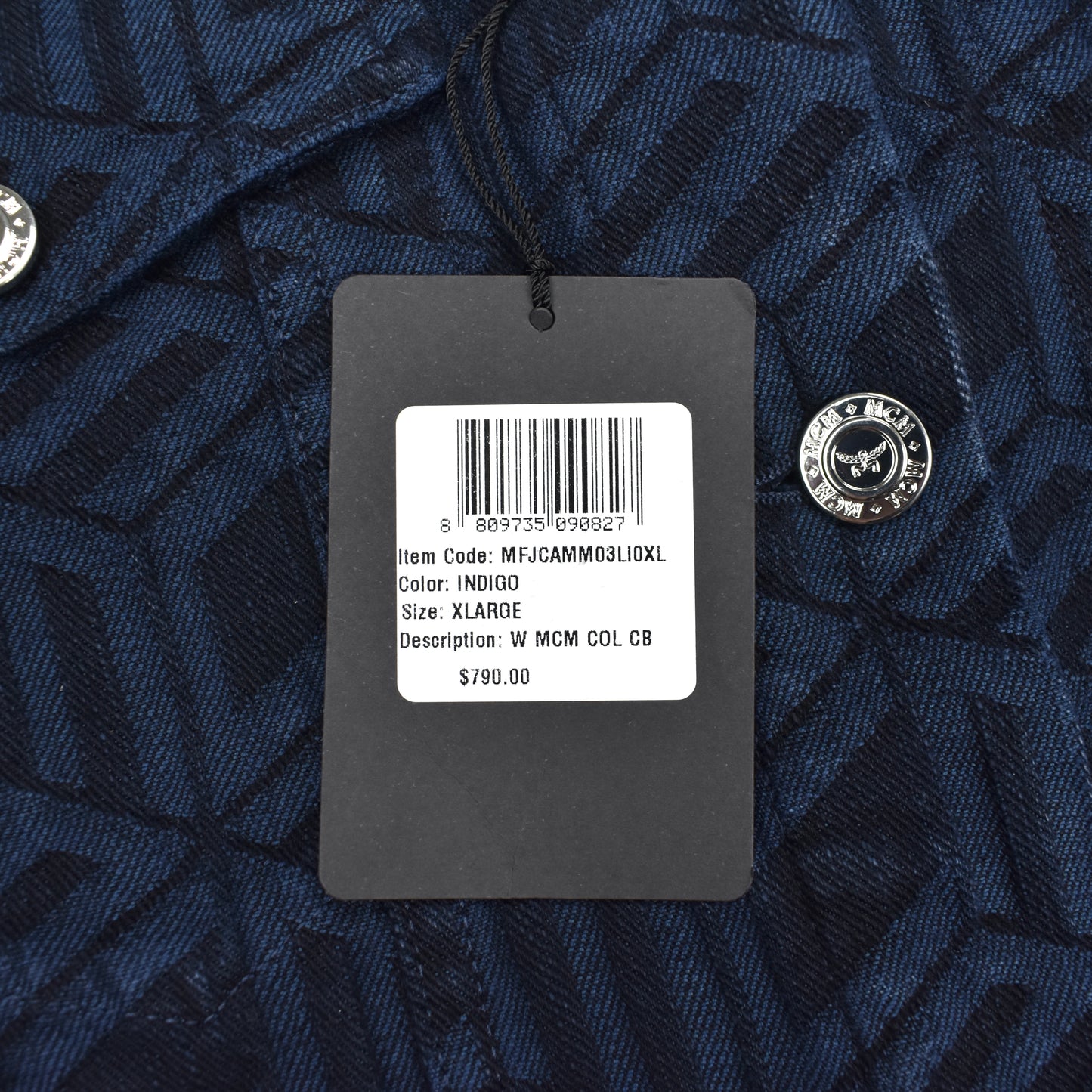 MCM - Navy Logo Monogram Denim Trucker Jacket
