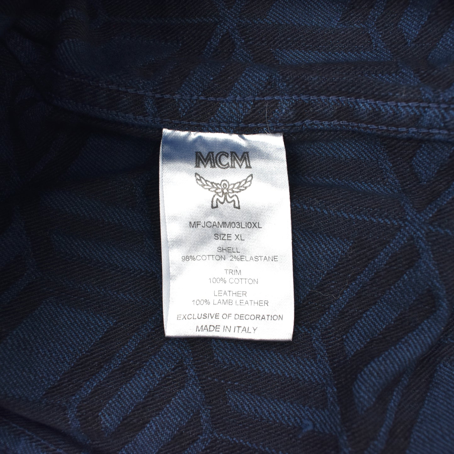 MCM - Navy Logo Monogram Denim Trucker Jacket