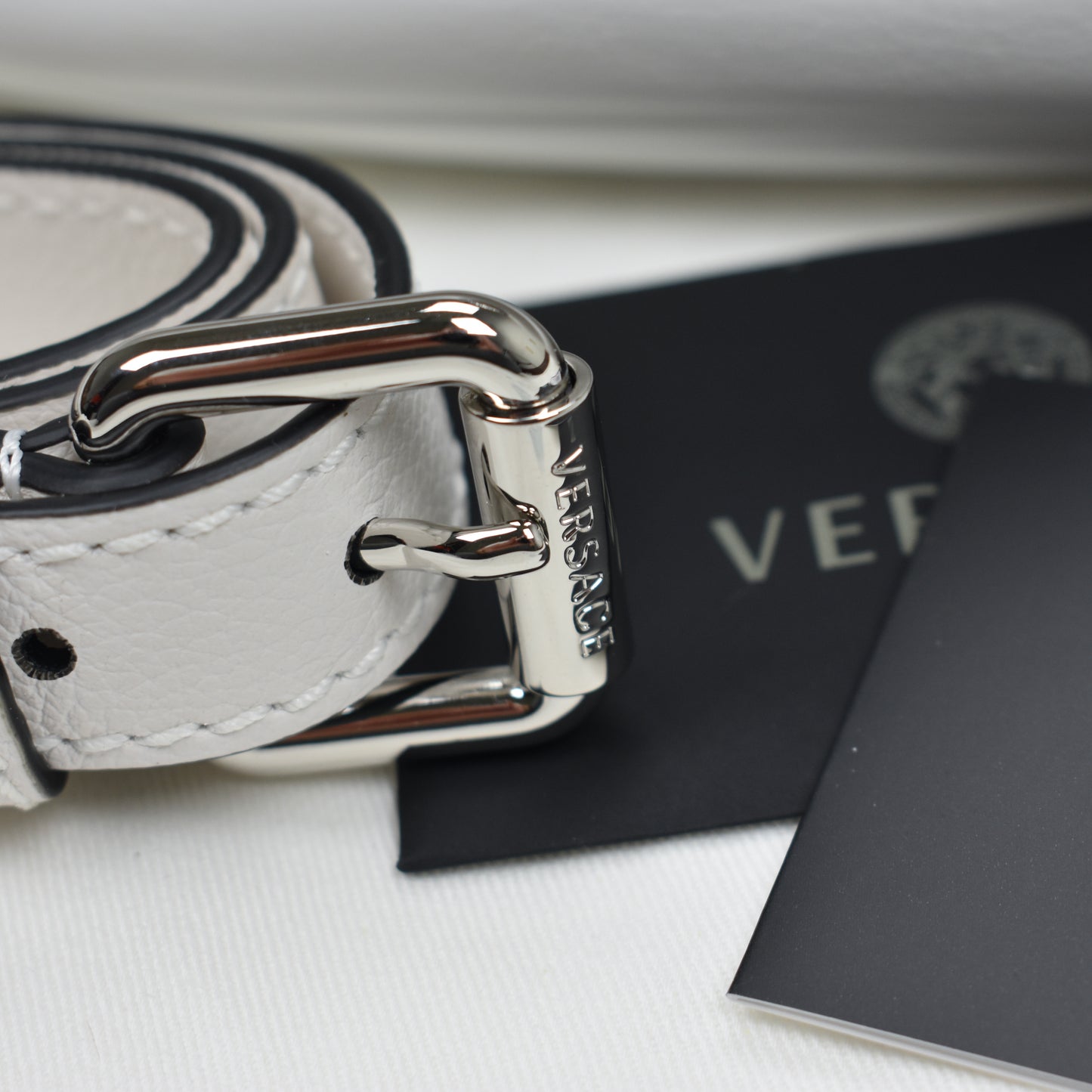 Versace - White Leather Medusa Logo Hobo Bag