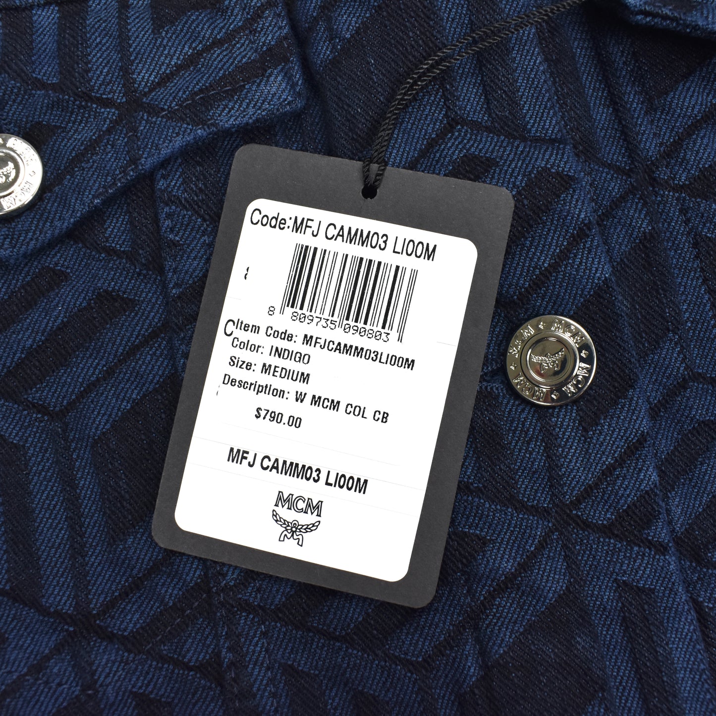 MCM - Navy Logo Monogram Denim Trucker Jacket
