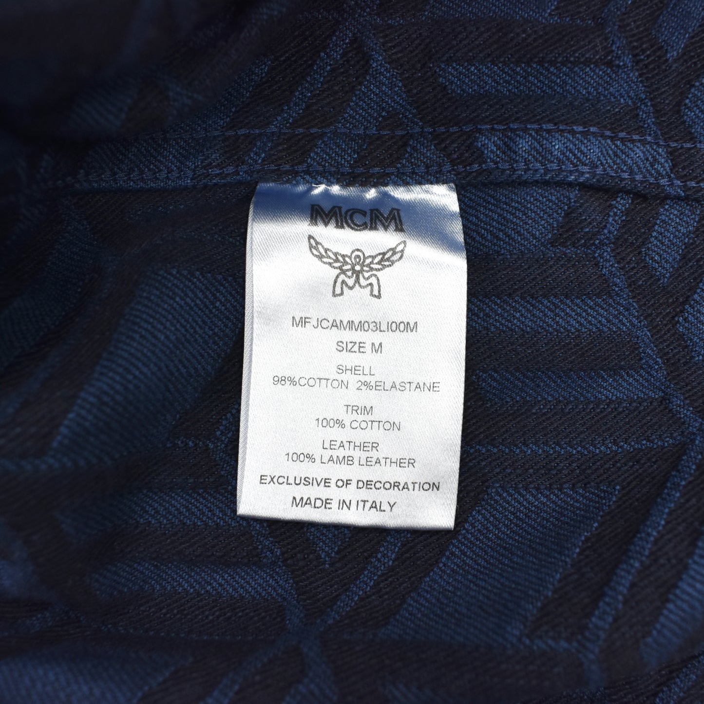 MCM - Navy Logo Monogram Denim Trucker Jacket