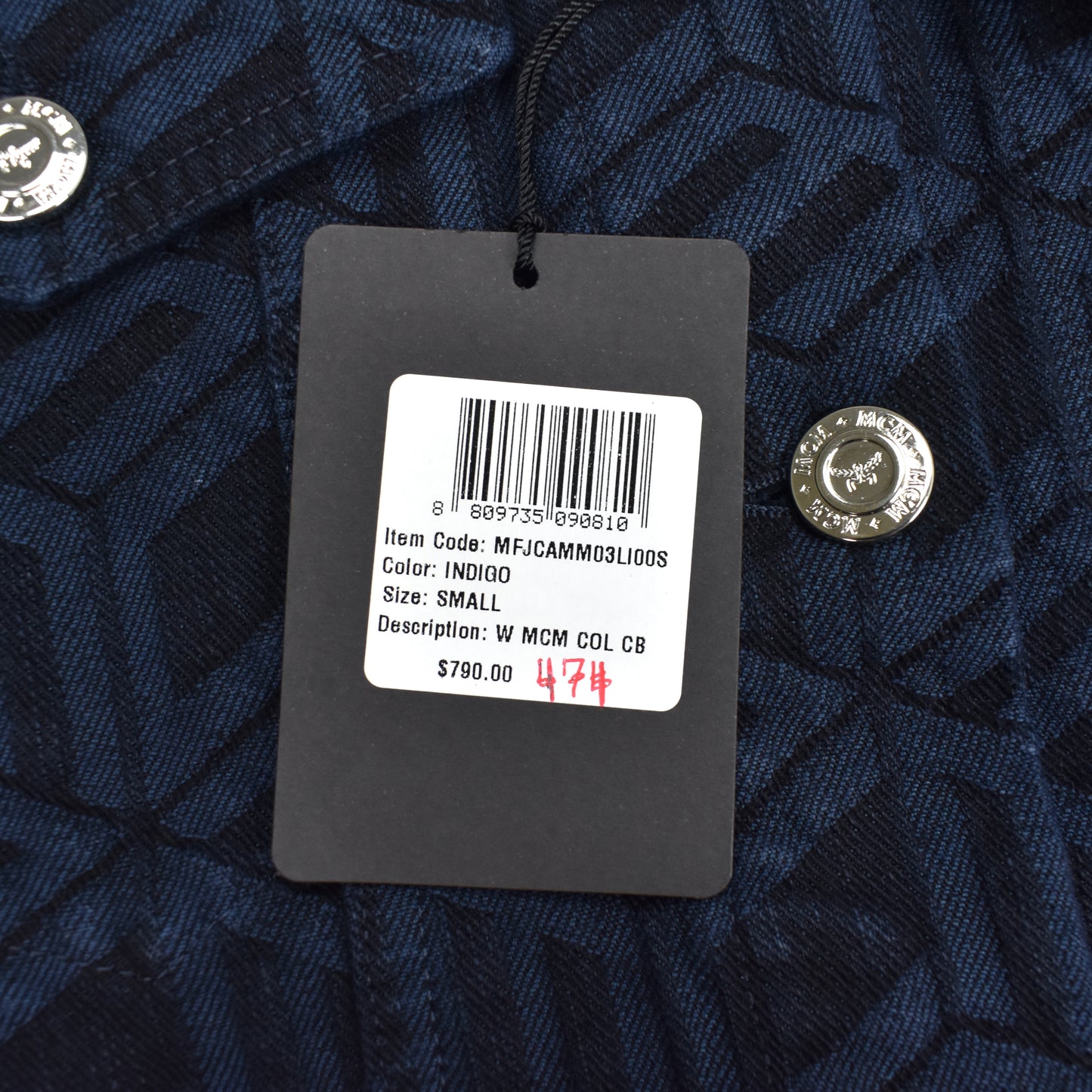 MCM - Navy Logo Monogram Denim Trucker Jacket