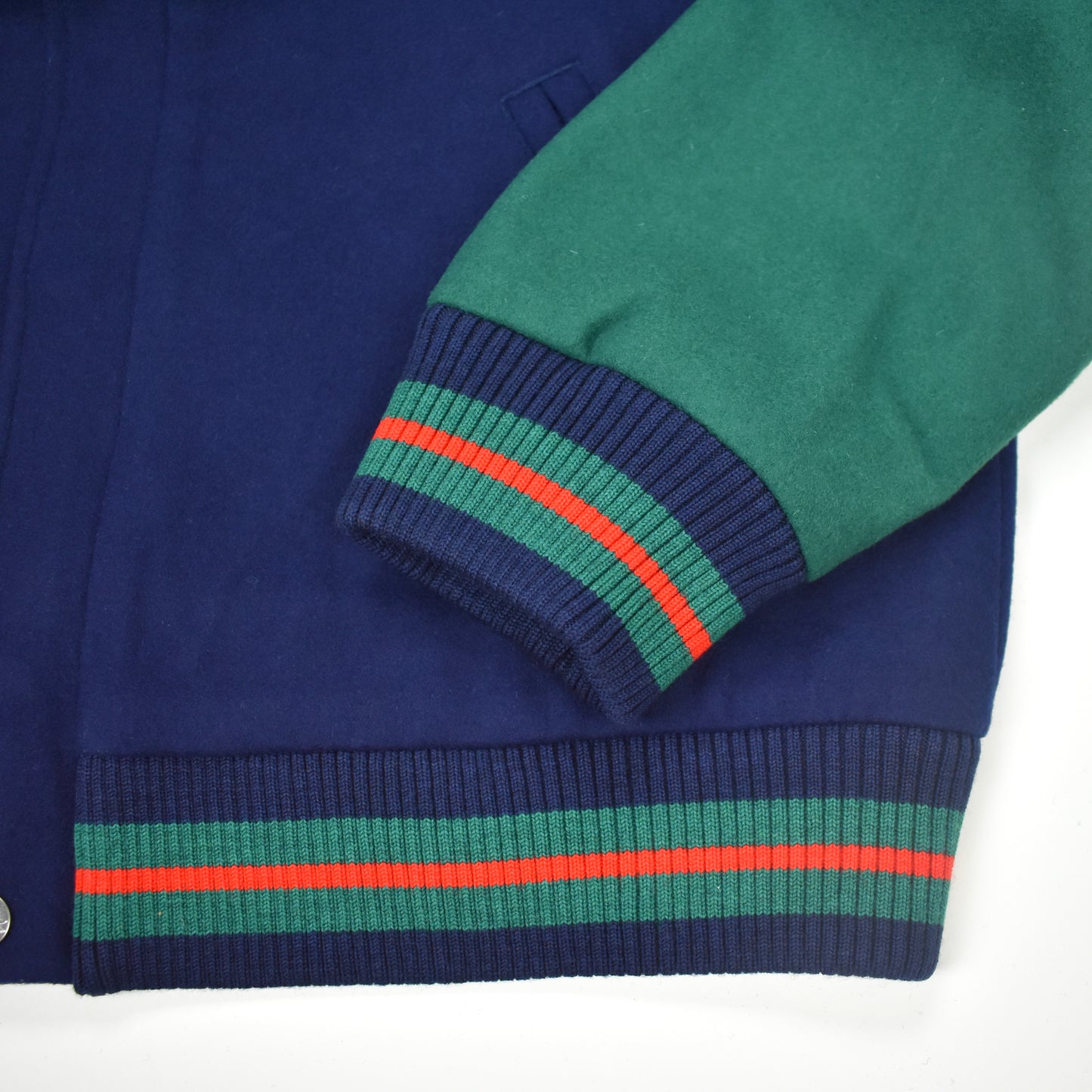 Supreme x Lacoste - Navy/Green Wool Varsity Jacket (SS18)