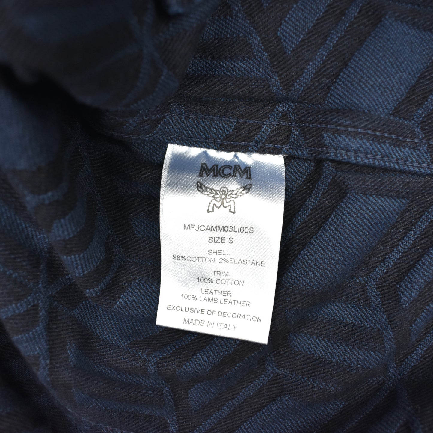 MCM - Navy Logo Monogram Denim Trucker Jacket