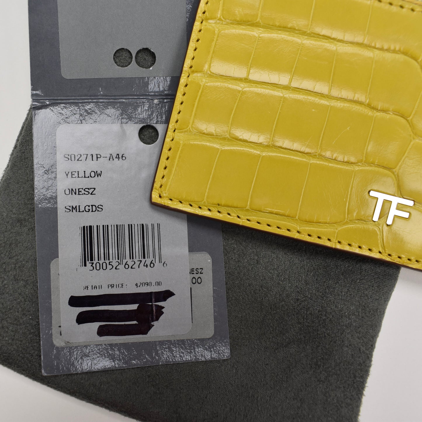 Tom Ford - Yellow Exotic Alligator Zip Card Holder