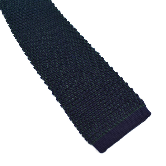 Brioni - Navy & Dark Green Wool/Silk Knit Tie