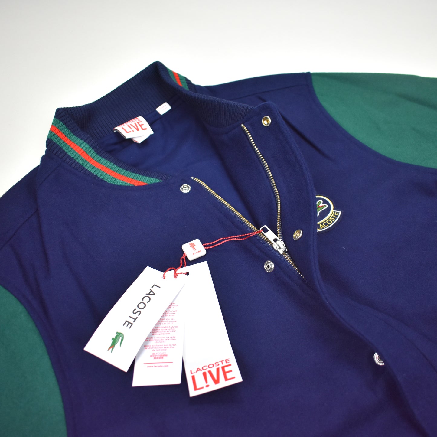 Supreme x Lacoste - Navy/Green Wool Varsity Jacket (SS18)