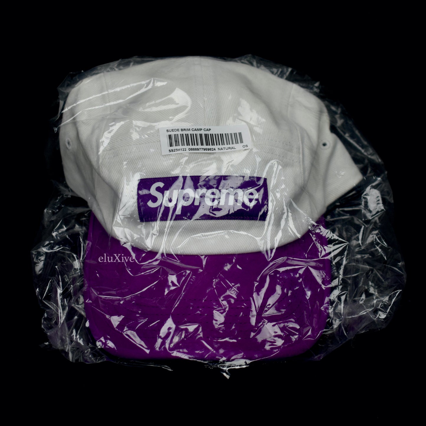 Supreme - White/Purple Box Logo Suede Bill Hat