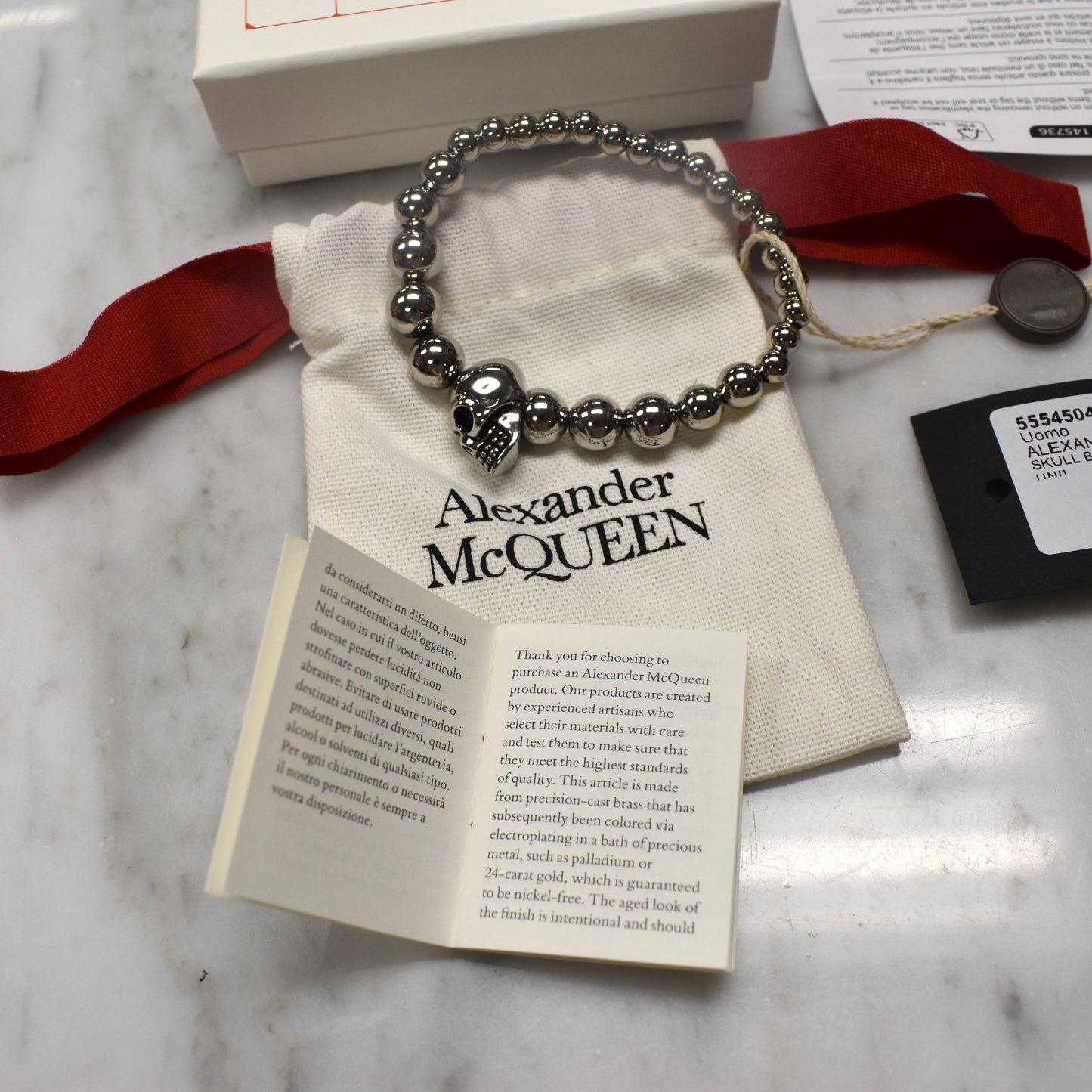 Alexander McQueen - Gunmetal Skull Bead Bracelet