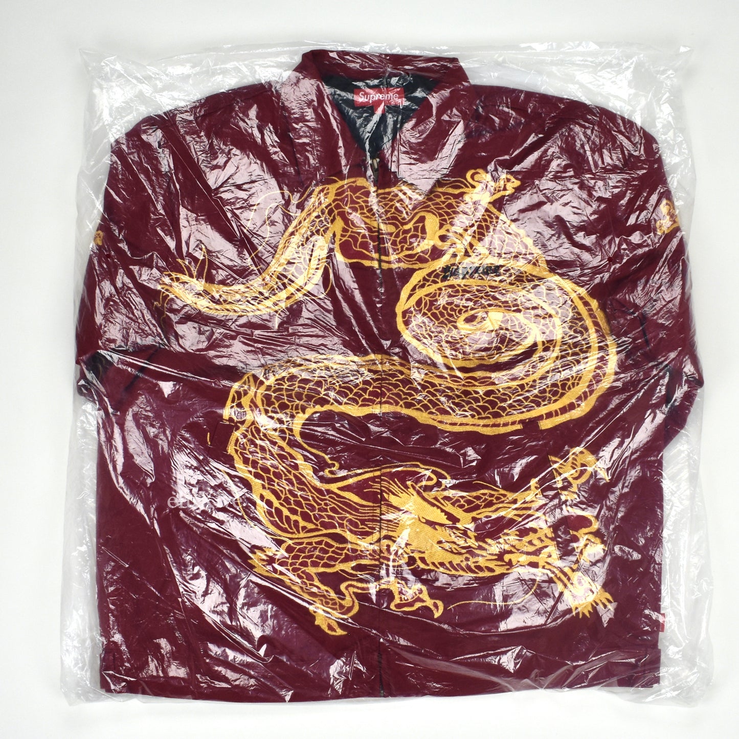 Supreme - Dark Red Dragon Embroidered Work Jacket