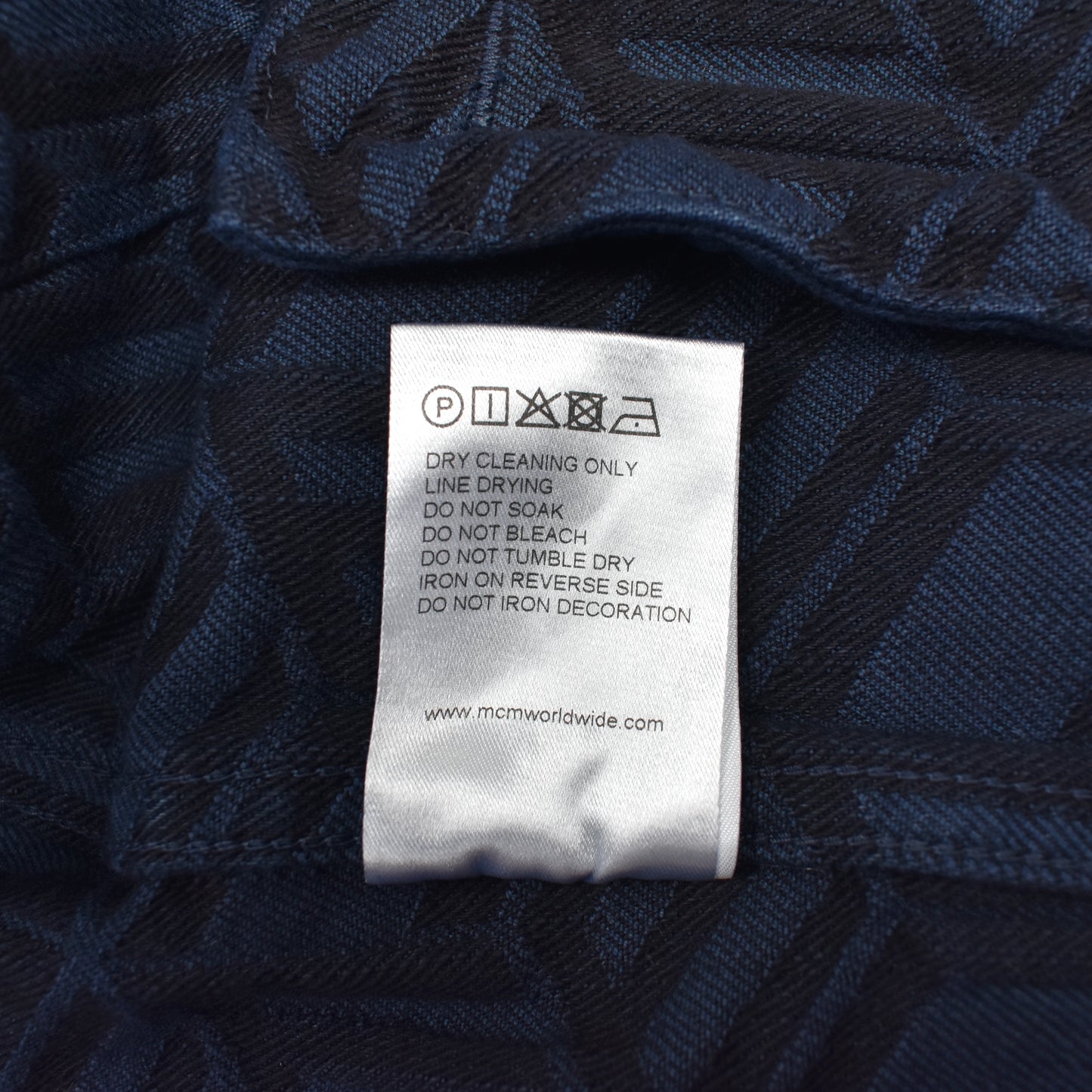 MCM - Navy Logo Monogram Denim Trucker Jacket