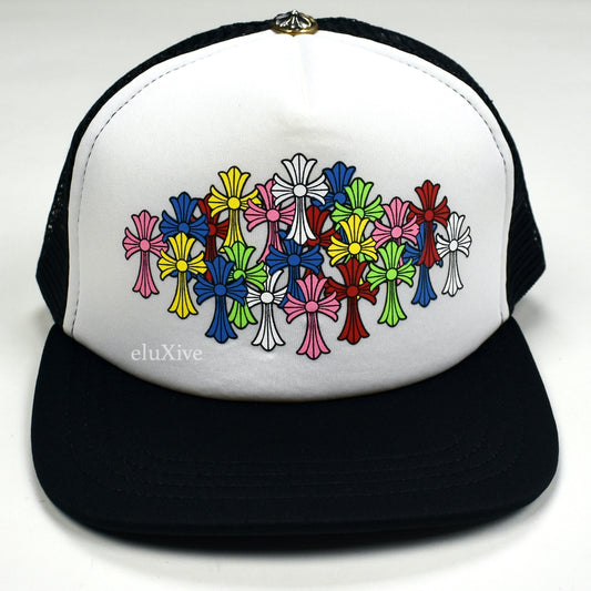 Chrome Hearts - Black/White Multicolor Crosses Cemetery Trucker Hat