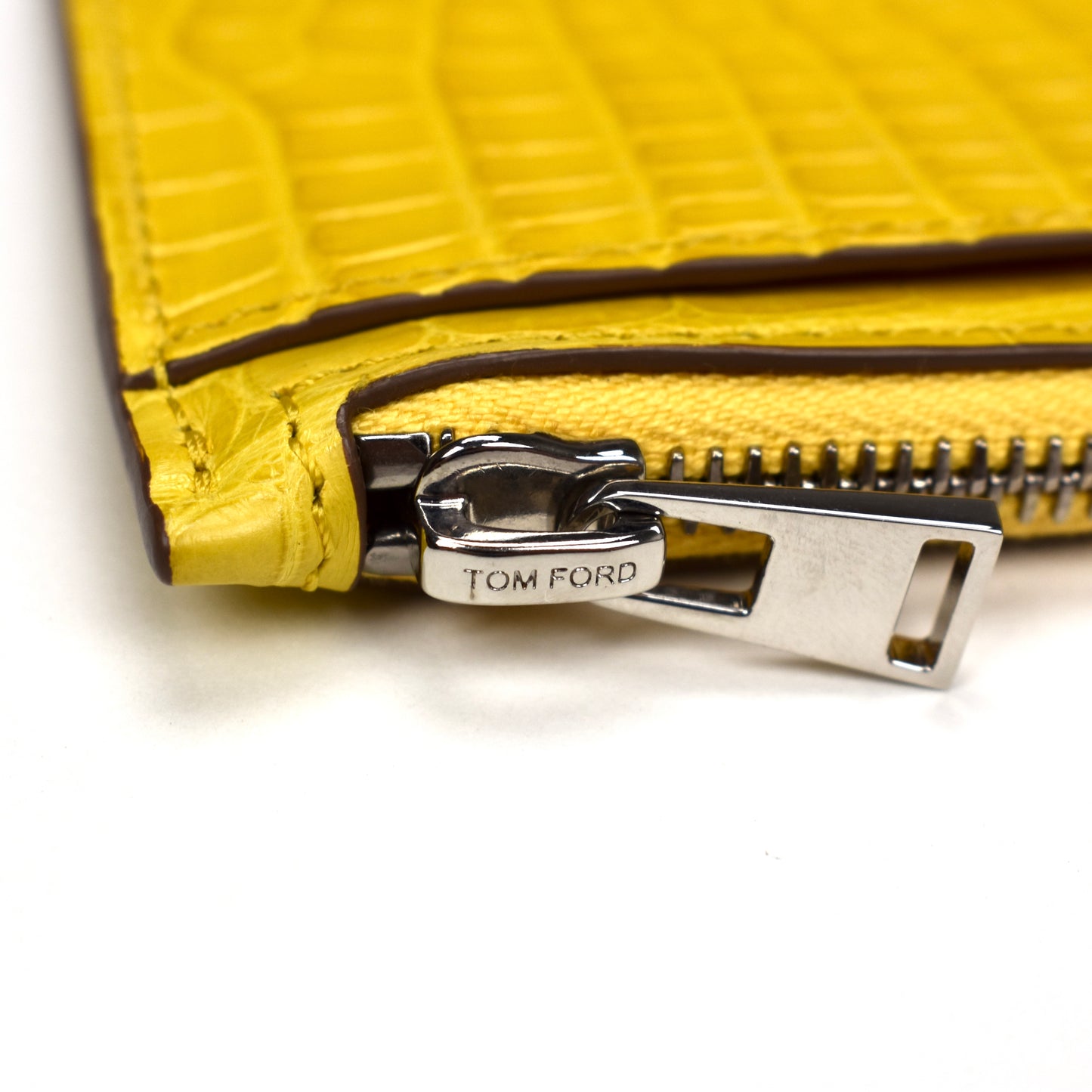 Tom Ford - Yellow Exotic Alligator Zip Card Holder