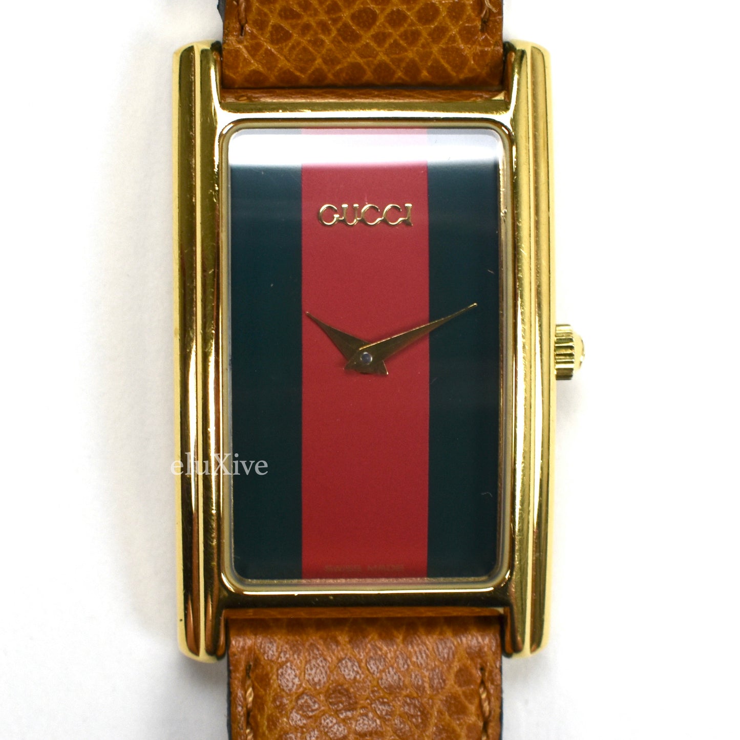 Gucci - 2600M Gold Web Stripe Dial Tank Watch