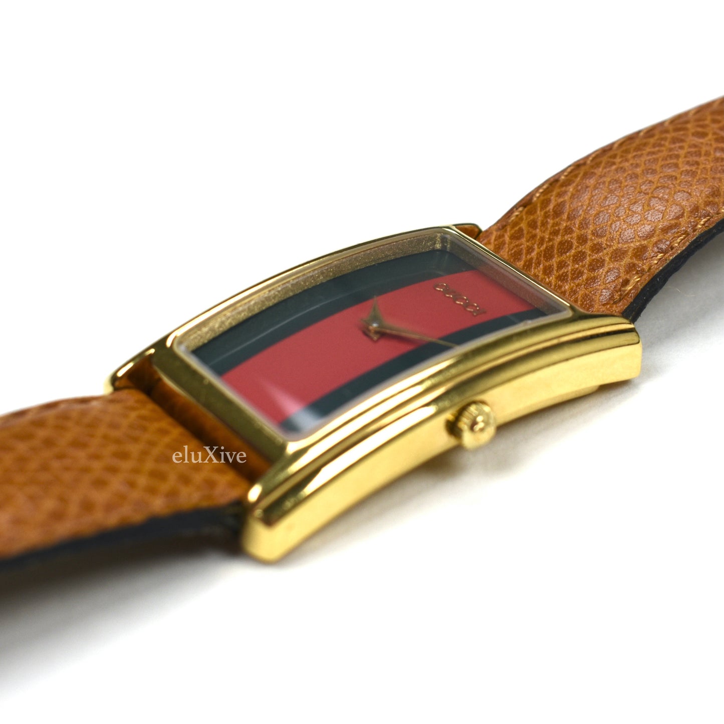 Gucci - 2600M Gold Web Stripe Dial Tank Watch