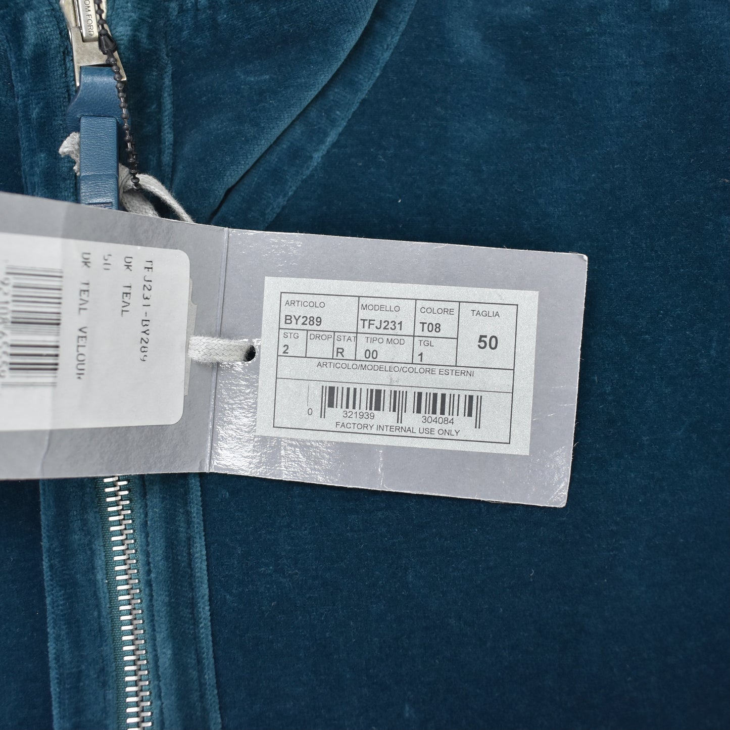 Tom Ford - Teal Blue Velour Track Jacket