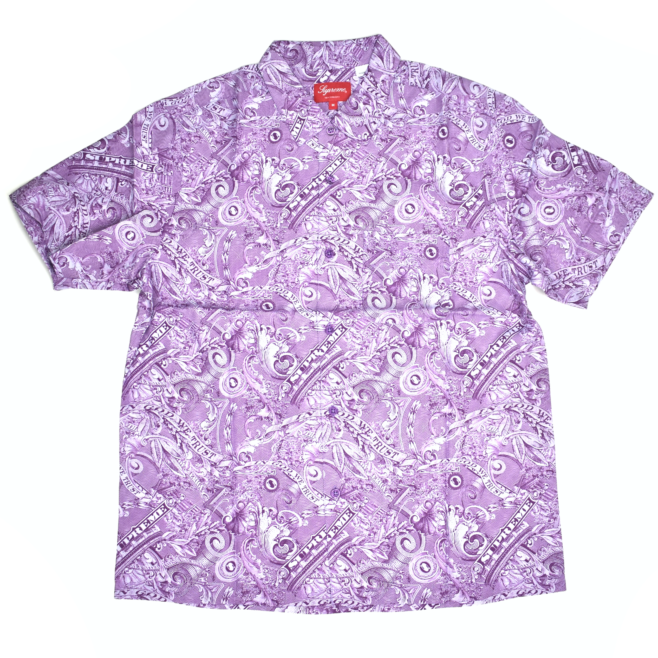 Supreme - Purple Dollar Bill Print Viscose Club Shirt – eluXive