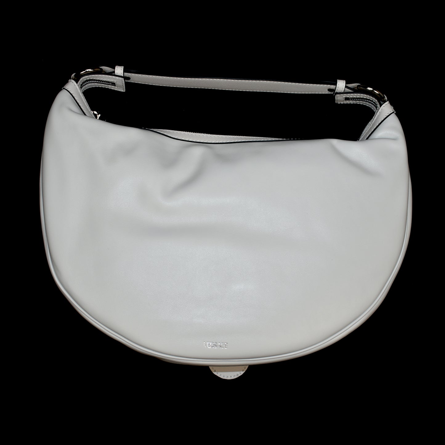 Versace - White Leather Medusa Logo Hobo Bag