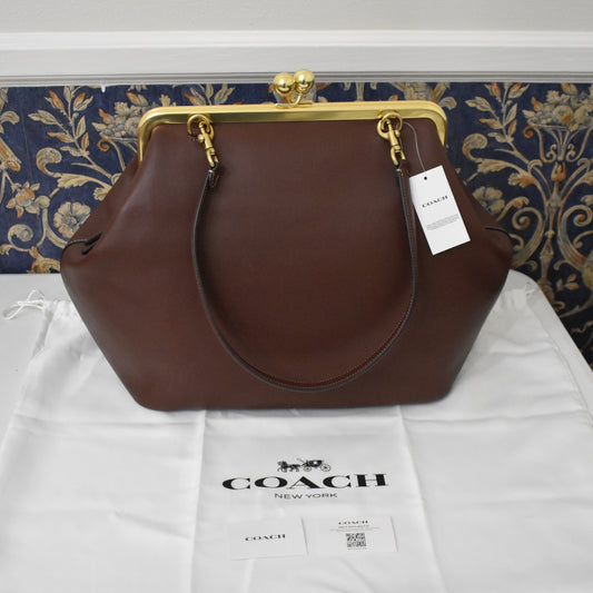 Coach - Large Kisslock Frame Bag (Dark Brown)
