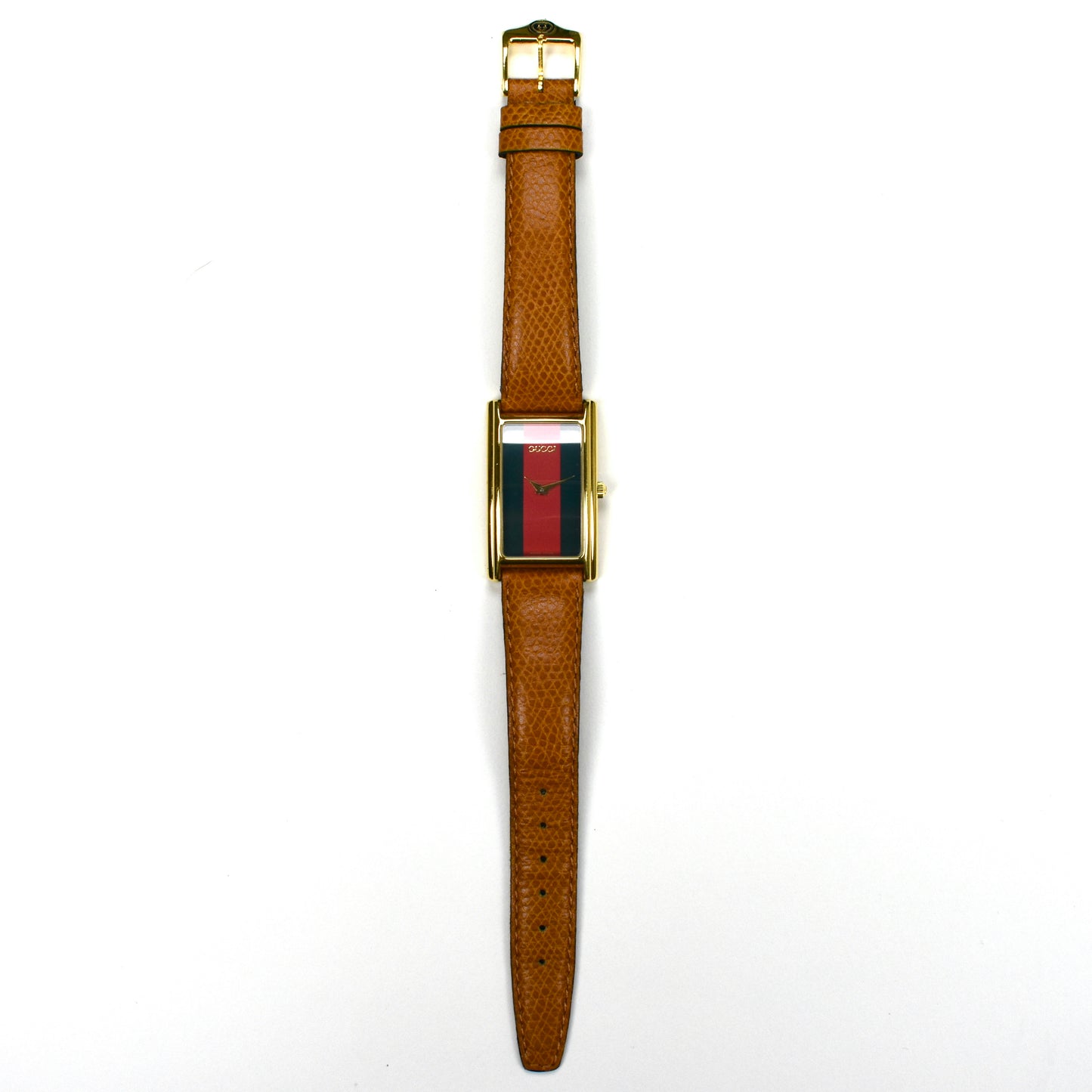 Gucci - 2600M Gold Web Stripe Dial Tank Watch