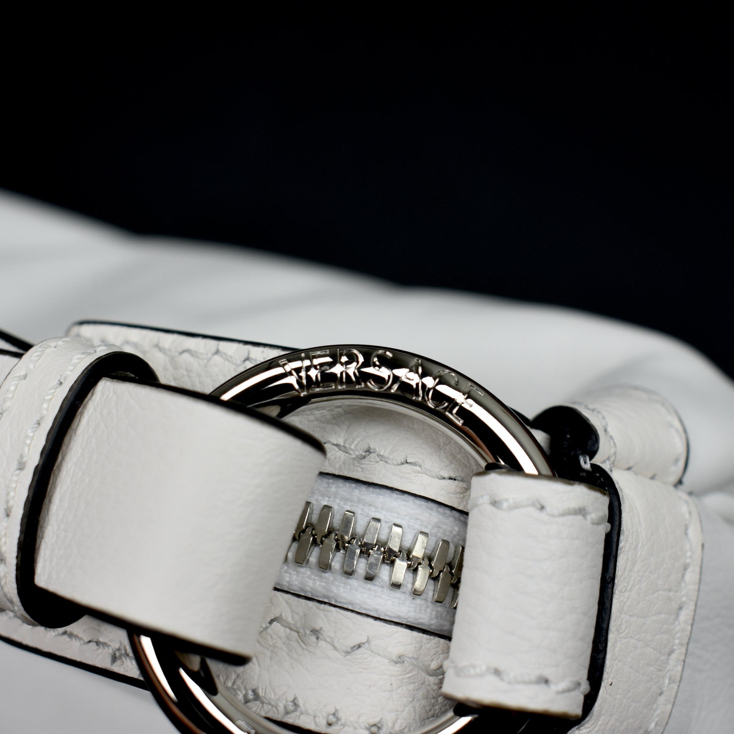 Versace - White Leather Medusa Logo Hobo Bag
