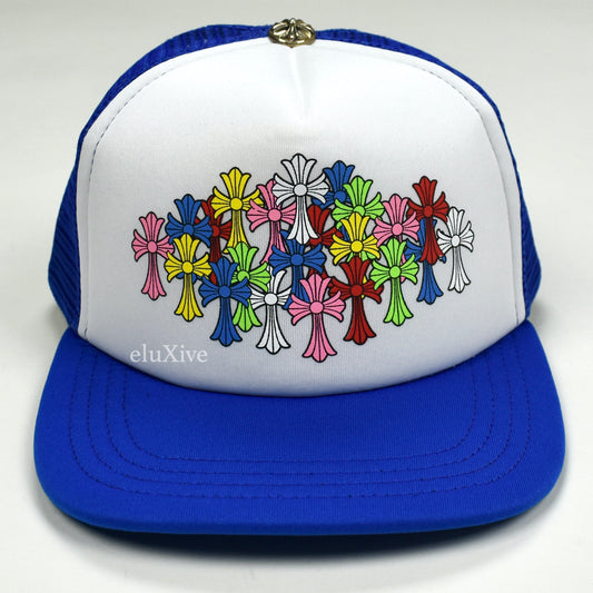 Chrome Hearts - Blue/White Multicolor Crosses Cemetery Trucker Hat