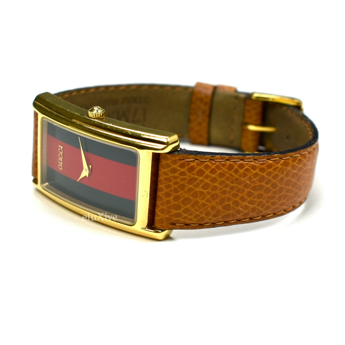 Gucci - 2600M Gold Web Stripe Dial Tank Watch