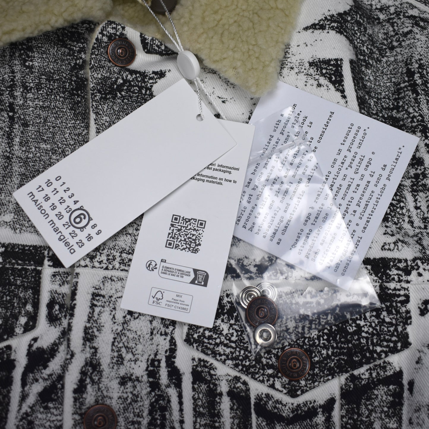 Maison Margiela MM6 - White Painted Denim / Shearling Trucker Jacket