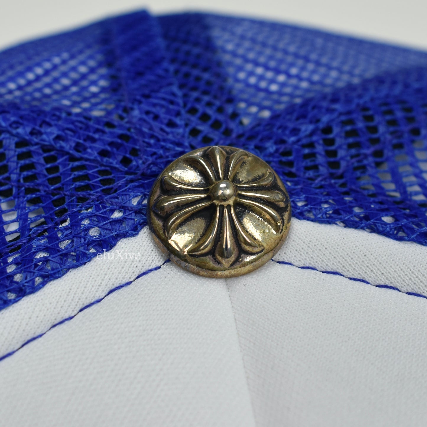 Chrome Hearts - Blue/White Multicolor Crosses Cemetery Trucker Hat