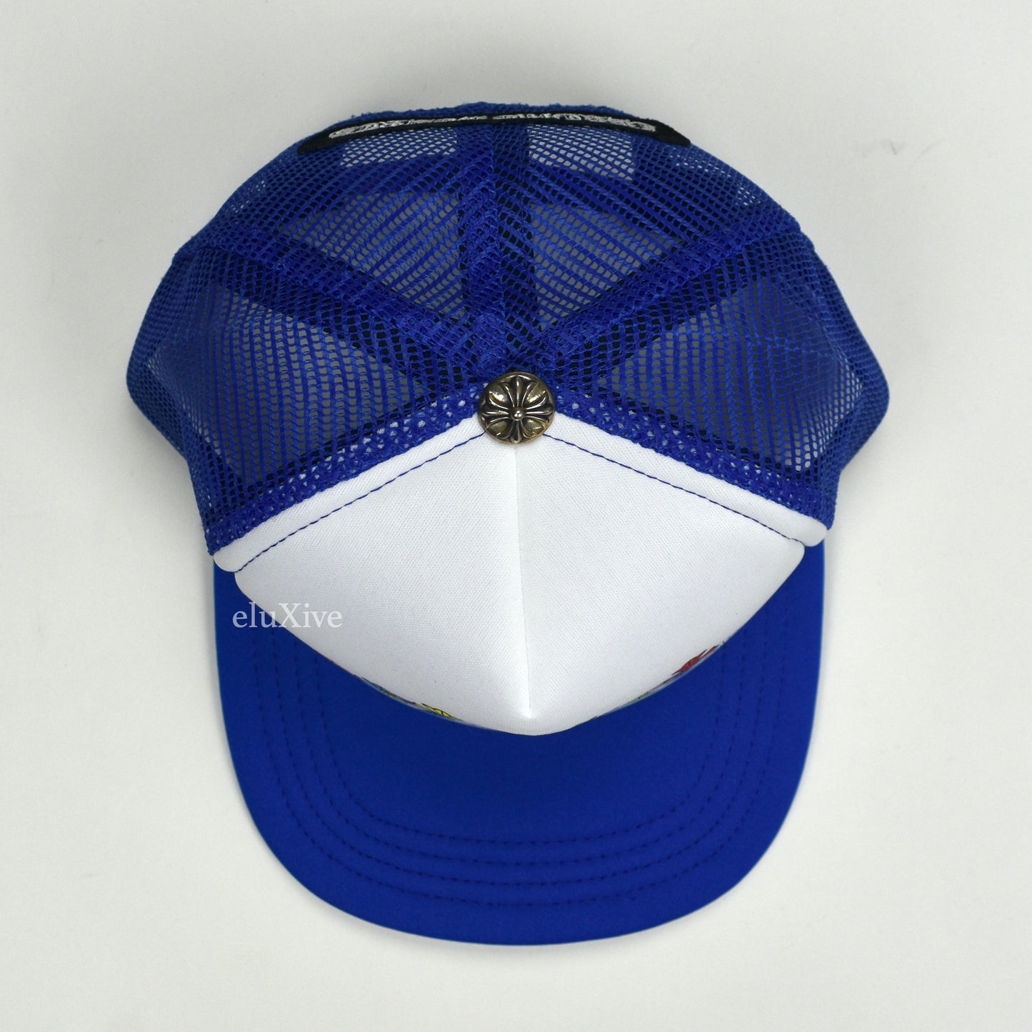 Chrome Hearts - Blue/White Multicolor Crosses Cemetery Trucker Hat
