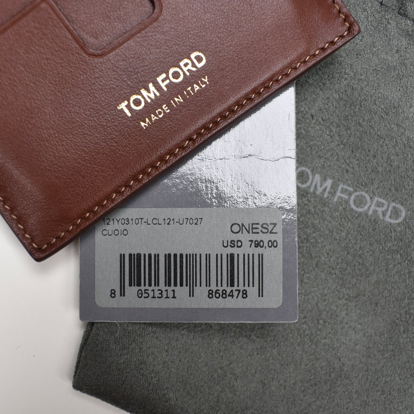 Tom Ford - Brown Leather Card Holder w/ Strap
