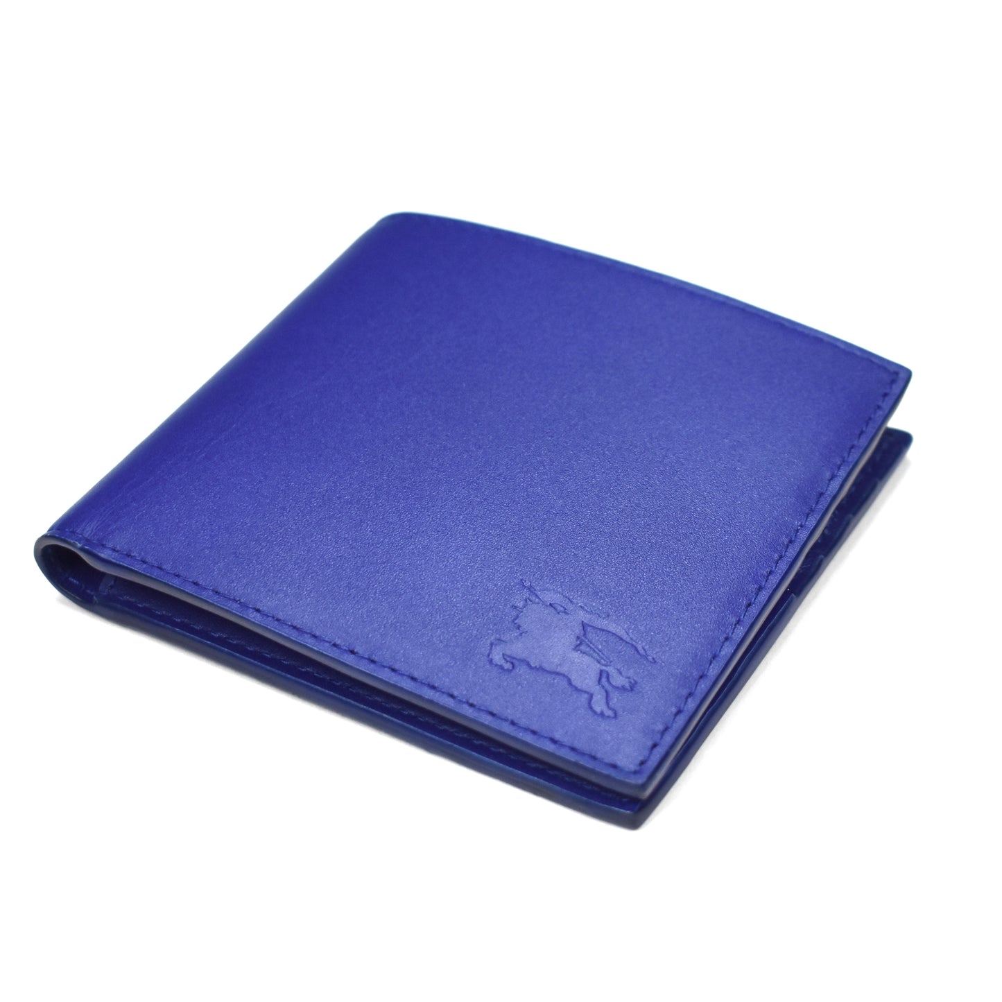 Burberry - Blue Leather Logo Embossed Wallet
