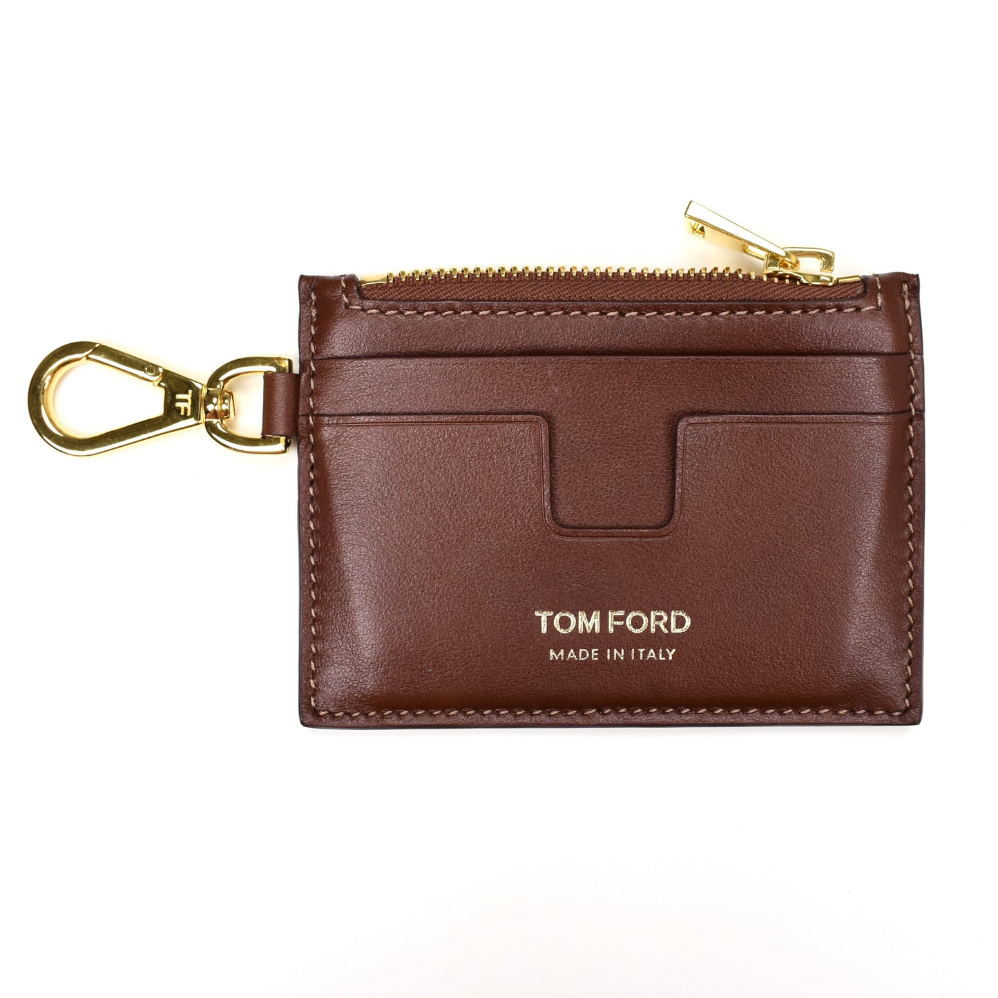Tom Ford - Brown Leather Card Holder w/ Strap