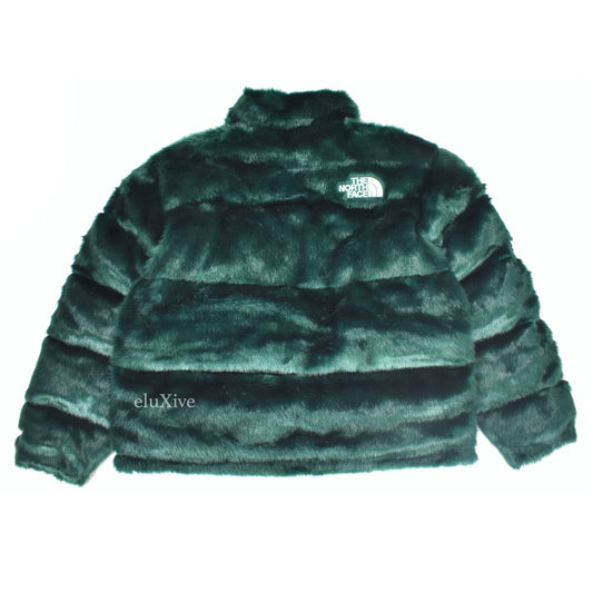 Supreme x The North Face - Green Faux Fur Nuptse Jacket
