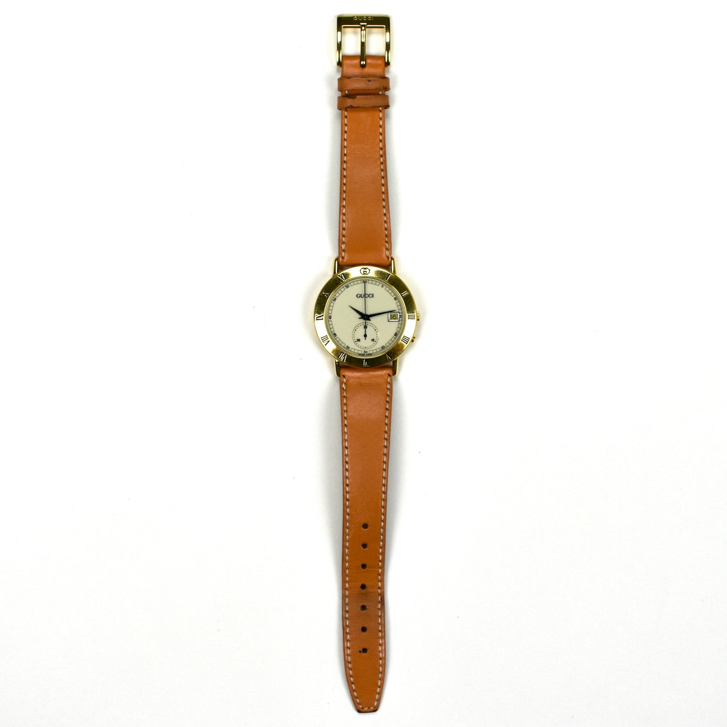 Gucci - 3800M Gold Cream Dial Chronograph Watch