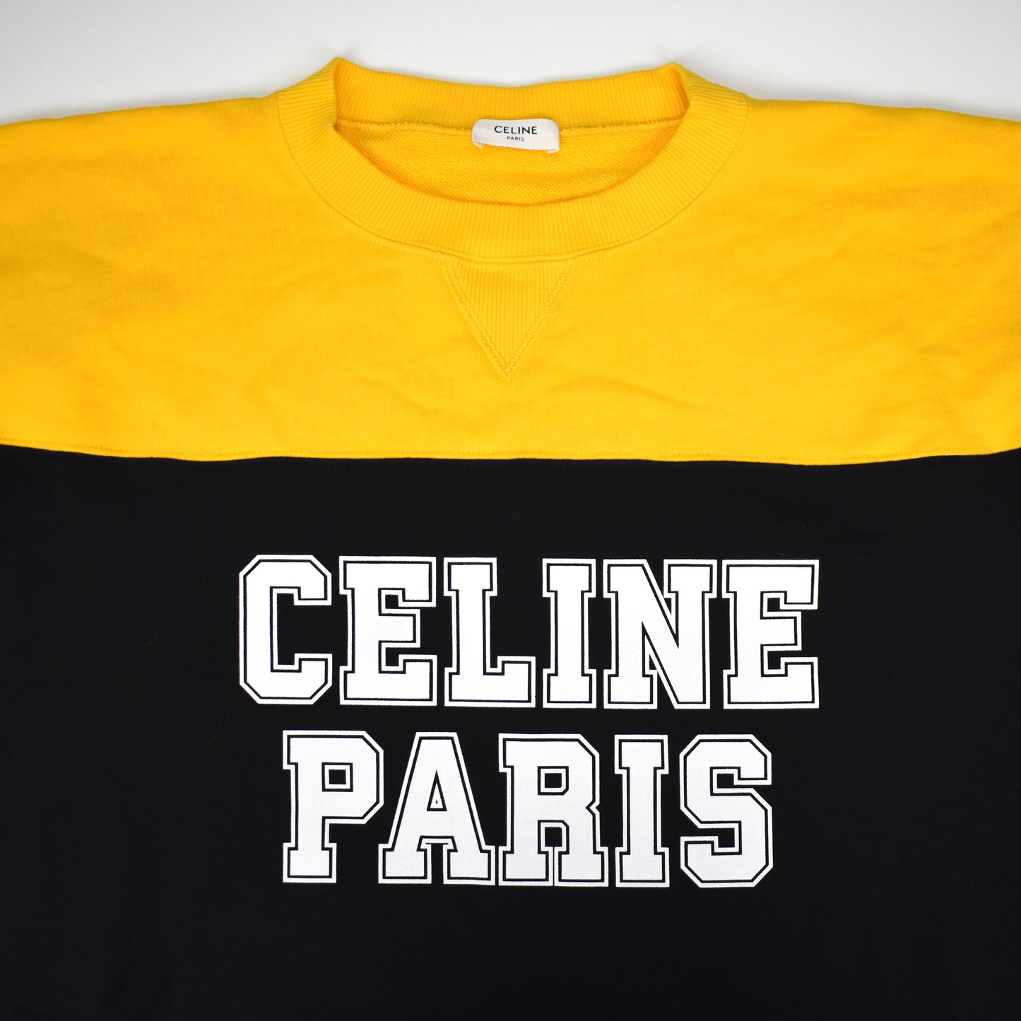 Celine - Black/Yellow Logo Print Football Sweatshirt