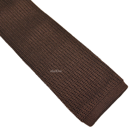 Brioni - Brown 100% Silk Tricot Knit Tie