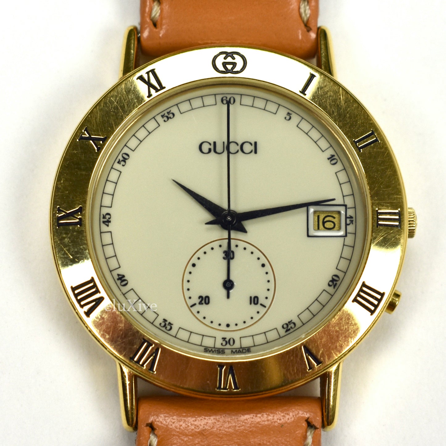 Gucci - 3800M Gold Cream Dial Chronograph Watch