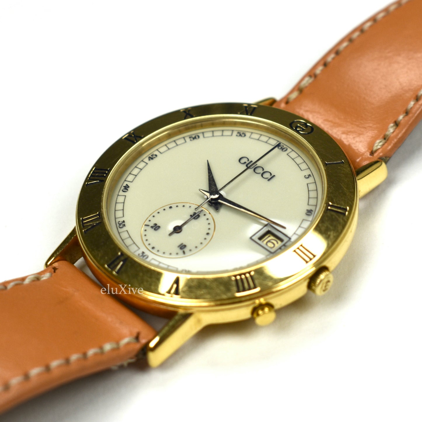 Gucci - 3800M Gold Cream Dial Chronograph Watch