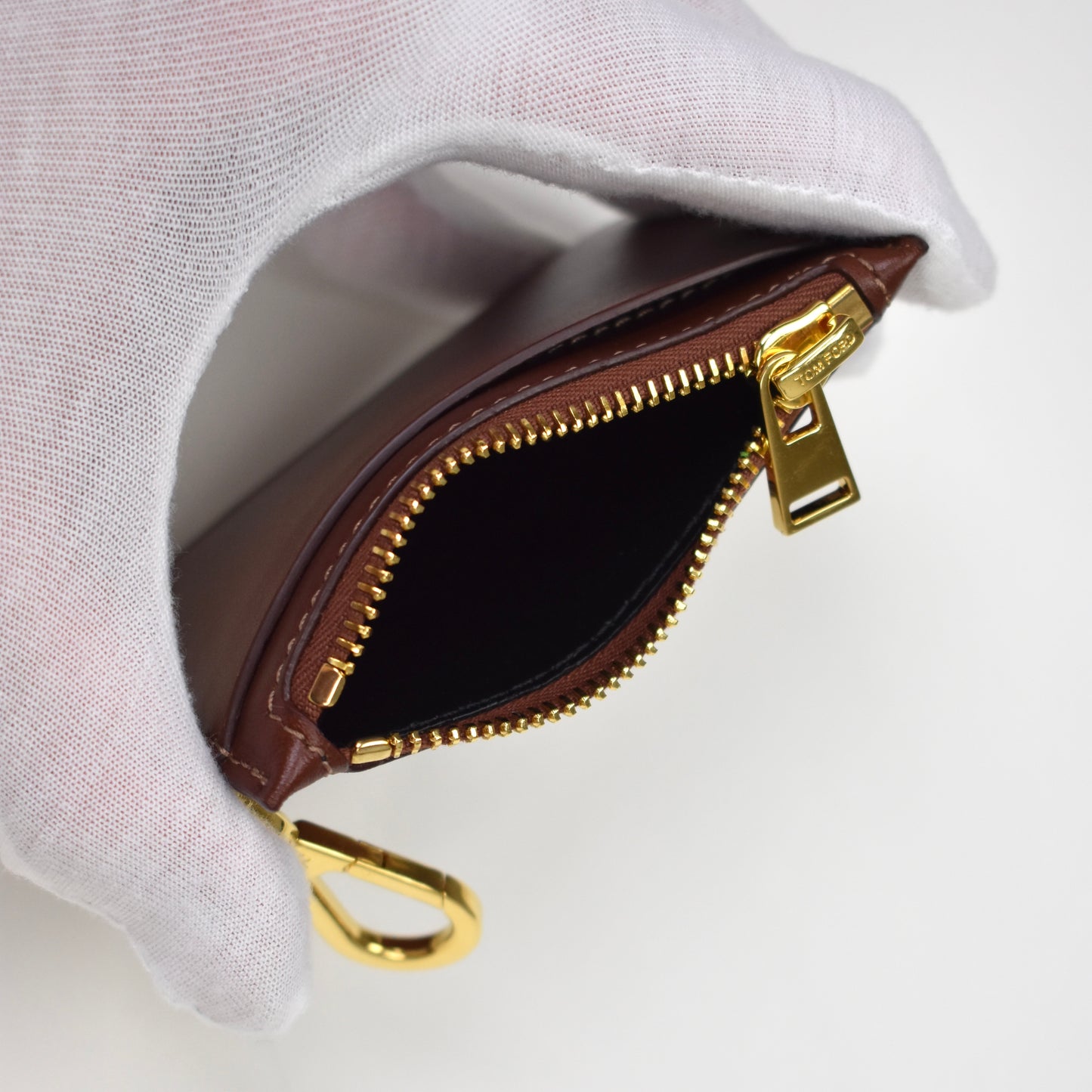 Tom Ford - Brown Leather Card Holder w/ Strap