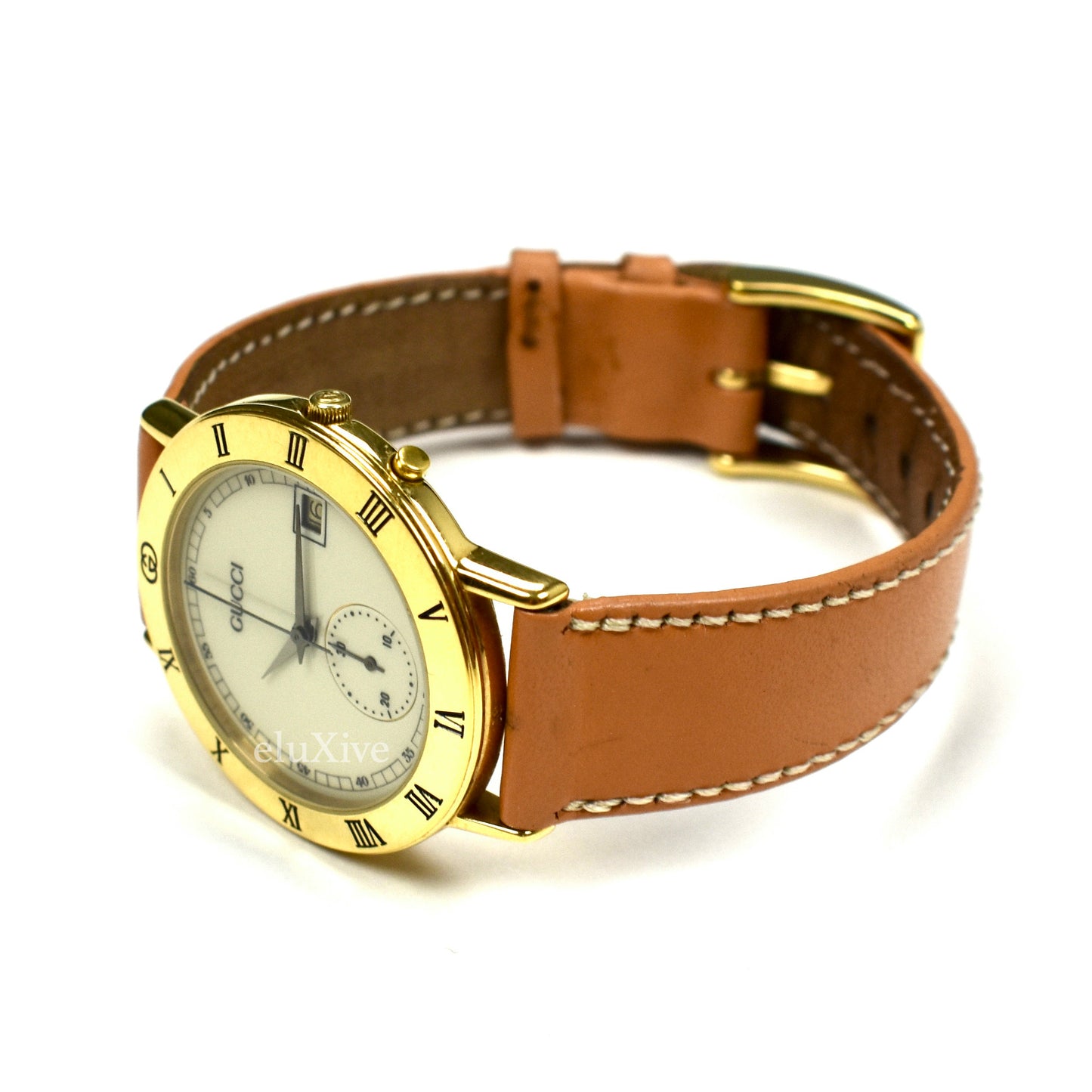 Gucci - 3800M Gold Cream Dial Chronograph Watch